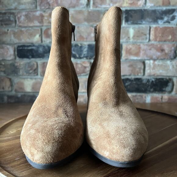 Frye Sandra Chelsea Block Heel Western Boots Cognac Suede Leather Women's 9 - Picture 14 of 16